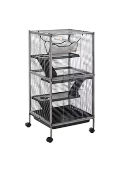 Outlet 🎁 PawHut Rolling Small Animal Cage Pet for Rabbits Chinchillas Hamsters and Ect with 4 Platforms and Removable Tray 👍