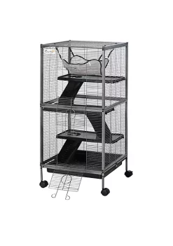Outlet 🎁 PawHut Rolling Small Animal Cage Pet for Rabbits Chinchillas Hamsters and Ect with 4 Platforms and Removable Tray 👍 -Cheap PawHut Store Belk 1308