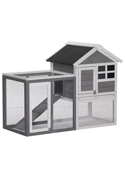 Hot Sale 🔥 PawHut 48" Weatherproof Wooden Rabbit Hutch with Asphalt Roof and Outdoor Run for Ferrets and Other Small Animals Grey 🎉 -Cheap PawHut Store Belk 1324
