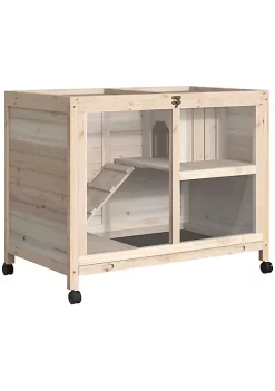 Promo ❤️ PawHut 2 Story Large Wooden Rabbit Hutch Pet House Bunny Cage Small Animal Habitat with Dropping Tray Ramps Lockable Doors Run Area for Indoor Use Natural 🎁