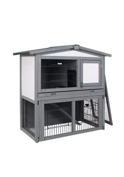 Brand new π― PawHut Deluxe Wooden 2 Story Rabbit Hutch with Slide Out Outdoor Run Openable Roof Lockable Doors and Ramp Grey and White β 9 Brand new π― PawHut Deluxe Wooden 2 Story Rabbit Hutch with Slide Out Outdoor Run Openable Roof Lockable Doors and Ramp Grey and White β -Cheap PawHut Store Belk 1354