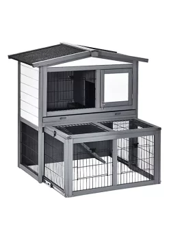 Brand new π― PawHut Deluxe Wooden 2 Story Rabbit Hutch with Slide Out Outdoor Run Openable Roof Lockable Doors and Ramp Grey and White β 11 Brand new π― PawHut Deluxe Wooden 2 Story Rabbit Hutch with Slide Out Outdoor Run Openable Roof Lockable Doors and Ramp Grey and White β -Cheap PawHut Store Belk 1356