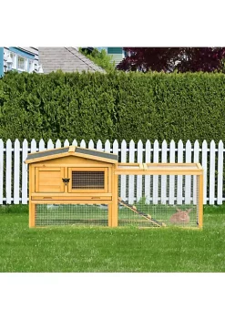 Best reviews of 💯 PawHut Outdoor Fir Wood Rabbit Hutch with 2 Story Design Bunny Cage Run with Patio Asphalt Roof and Pull Out Tray Yellow 🎉 -Cheap PawHut Store Belk 1360