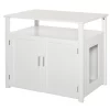 Buy 🛒 PawHut Wooden Cat Litter Box Enclosure Furniture with Adjustable Interior Wall and Large Tabletop for Nightstand White 🎉 -Cheap PawHut Store Belk 1362