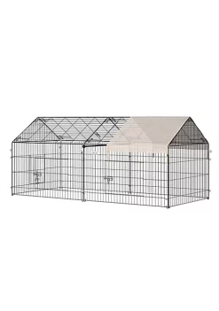 Promo 💯 PawHut 87" x 41" Outdoor Metal Chicken Coop Rabbit Playpen Enclosure Small Animal Kennel Exercise Pen with Weather Proof Cover White 🧨