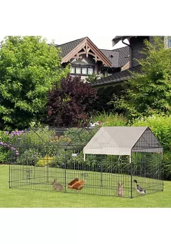 Promo 💯 PawHut 87" x 41" Outdoor Metal Chicken Coop Rabbit Playpen Enclosure Small Animal Kennel Exercise Pen with Weather Proof Cover White 🧨 -Cheap PawHut Store Belk 1369
