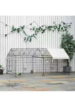 Promo 💯 PawHut 87" x 41" Outdoor Metal Chicken Coop Rabbit Playpen Enclosure Small Animal Kennel Exercise Pen with Weather Proof Cover White 🧨 -Cheap PawHut Store Belk 1370