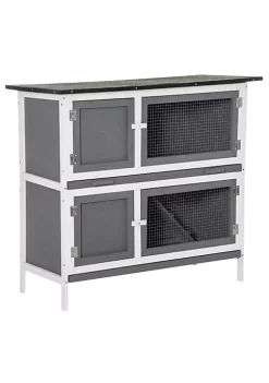 Brand new 👏 PawHut Solid Wood Rabbit/Bunny Hutch with 2 Large Main Rooms Protection from UV Rays and Water and Firm Cage Grey 🤩