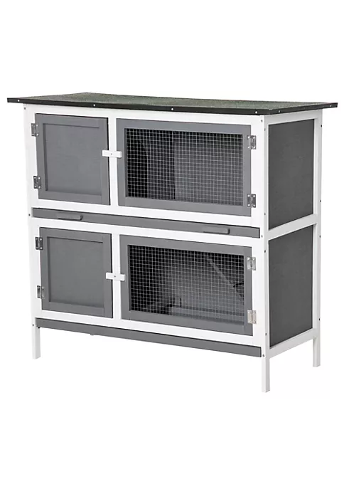 Brand new ๐ PawHut Solid Wood Rabbit/Bunny Hutch with 2 Large Main Rooms Protection from UV Rays and Water and Firm Cage Grey ๐คฉ 4 Brand new ๐ PawHut Solid Wood Rabbit/Bunny Hutch with 2 Large Main Rooms Protection from UV Rays and Water and Firm Cage Grey ๐คฉ - Image 2