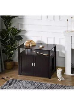 Best Sale 🎉 PawHut Wooden Cat Litter Box Enclosure Furniture with Adjustable Interior Wall and Large Tabletop for Nightstand Brown 🌟 -Cheap PawHut Store Belk 1385
