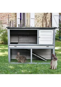 Budget 🌟 PawHut 48" L Wooden Rabbit Hutch Pet Playpen 4 Door House Enclosure with Ramp for Rabbits and Small Animals Grey 🛒 -Cheap PawHut Store Belk 1390