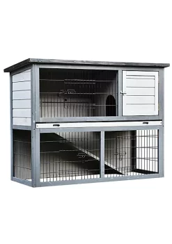 Budget 🌟 PawHut 48" L Wooden Rabbit Hutch Pet Playpen 4 Door House Enclosure with Ramp for Rabbits and Small Animals Grey 🛒 -Cheap PawHut Store Belk 1391