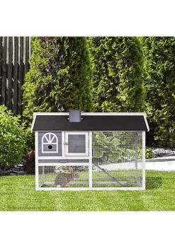 Top 10 🔥 PawHut Rabbit Hutch with Roof Slide out Tray Ramp 47" L x 23" W x 31" H Grey and White 👏 -Cheap PawHut Store Belk 1399