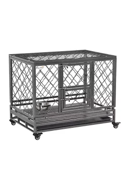 Best Pirce 🤩 PawHut Heavy Duty 🐕 Dog Crate Cage Kennel w/ Removable Tray Wheels and Lockable Door for Medium 🐕 Dogs Indoor and Outdoor 36" L x 24" W x 30.25" H ✨ -Cheap PawHut Store Belk 14