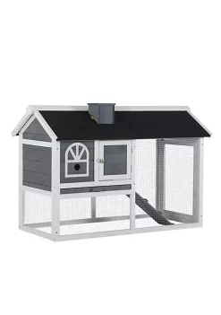 Top 10 🔥 PawHut Rabbit Hutch with Roof Slide out Tray Ramp 47" L x 23" W x 31" H Grey and White 👏 -Cheap PawHut Store Belk 1401