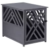 Outlet ⌛ PawHut Furniture Style Wood 🐕 Dog Crate End Table Decorative 🐕 Dog Cage Kennel Lattice Night Stand with Lockable Door Grey ❤️ -Cheap PawHut Store Belk 1412