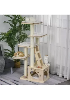 Hot Sale ⭐ PawHut Multi Level Cat Tree Condo Tower with Sisal Covered Scratching Post Activities for Kittens and Soft Cushion Luxury 🌟 -Cheap PawHut Store Belk 1425