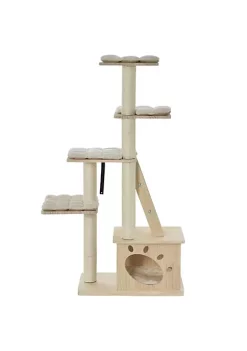 Hot Sale ⭐ PawHut Multi Level Cat Tree Condo Tower with Sisal Covered Scratching Post Activities for Kittens and Soft Cushion Luxury 🌟 -Cheap PawHut Store Belk 1426