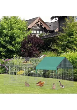 Best Sale 🧨 PawHut 87" x 41" Outdoor Metal Chicken Coop Rabbit Playpen Enclosure Small Animal Kennel Exercise Pen with Weather Proof Cover Green ⌛ -Cheap PawHut Store Belk 1439
