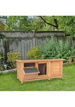 Best reviews of ❤️ PawHut Wooden Outdoor Bunny Rabbit Hutch with 2 Large Customizable Run Areas and a Cozy Main House Feeding Trough Yellow 👏 -Cheap PawHut Store Belk 1450