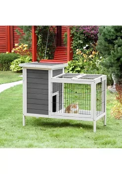Cheap 👏 PawHut 36" Wooden Outdoor Rabbit Hutch Elevated Bunny Cage with Enclosed Run 🥰 -Cheap PawHut Store Belk 1455