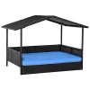 Buy 👏 PawHut Wicker 🦮 Dog House Raised Rattan Bed for Indoor/Outdoor with Cushion Lounge Blue 👏 -Cheap PawHut Store Belk 1457