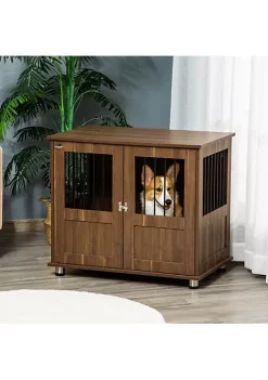 Best reviews of 🎁 PawHut Stylish 🐕 Dog Kennel Wooden End Table Furniture with Cushion and Lockable Magnetic Doors Small Size Pet Crate Indoor Animal Cage Brown 😀 -Cheap PawHut Store Belk 1464