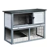New 🧨 PawHut 43" L Wooden Rabbit Hutch Pet Playpen 4 Door House Enclosure with Ramp for Rabbits and Small Animals Grey 😀 -Cheap PawHut Store Belk 1467