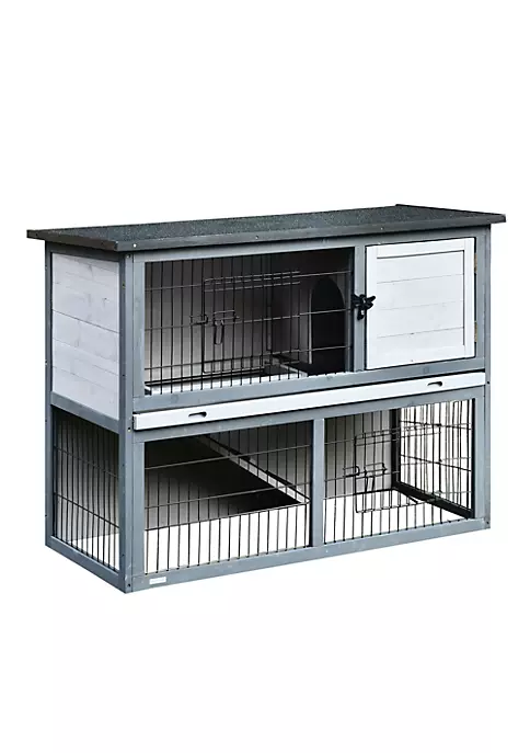 New ๐งจ PawHut 43" L Wooden Rabbit Hutch Pet Playpen 4 Door House Enclosure with Ramp for Rabbits and Small Animals Grey ๐ 3 New ๐งจ PawHut 43" L Wooden Rabbit Hutch Pet Playpen 4 Door House Enclosure with Ramp for Rabbits and Small Animals Grey ๐
