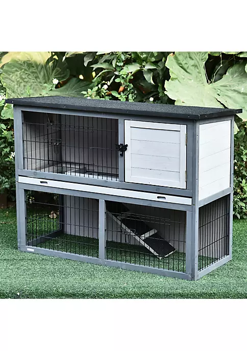 New ๐งจ PawHut 43" L Wooden Rabbit Hutch Pet Playpen 4 Door House Enclosure with Ramp for Rabbits and Small Animals Grey ๐ 6 New ๐งจ PawHut 43" L Wooden Rabbit Hutch Pet Playpen 4 Door House Enclosure with Ramp for Rabbits and Small Animals Grey ๐ - Image 4
