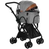 Discount 😉 PawHut Luxury Folding Pet Stroller 🐕 Dog/Cat Travel Carriage 2 In 1 Design Pet Carrier Bag + Stroller with Wheels Adjustable Canopy Zippered Mesh Window Grey 🌟 -Cheap PawHut Store Belk 1492