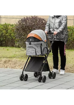 Discount 😉 PawHut Luxury Folding Pet Stroller 🐕 Dog/Cat Travel Carriage 2 In 1 Design Pet Carrier Bag + Stroller with Wheels Adjustable Canopy Zippered Mesh Window Grey 🌟 -Cheap PawHut Store Belk 1495