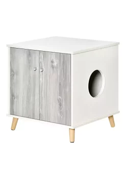 Buy ✨ PawHut Wooden Cat Litter Box Enclosure Multipurpose Anti Tracking Pet Kitten House Indoor End Table with Magnetic Doors and Storage Shelves White 🎉