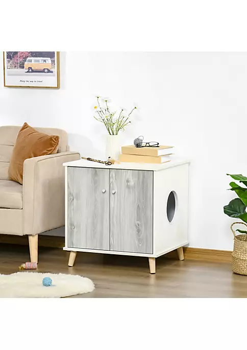 Buy โจ PawHut Wooden Cat Litter Box Enclosure Multipurpose Anti Tracking Pet Kitten House Indoor End Table with Magnetic Doors and Storage Shelves White ๐ 5 Buy โจ PawHut Wooden Cat Litter Box Enclosure Multipurpose Anti Tracking Pet Kitten House Indoor End Table with Magnetic Doors and Storage Shelves White ๐ - Image 3