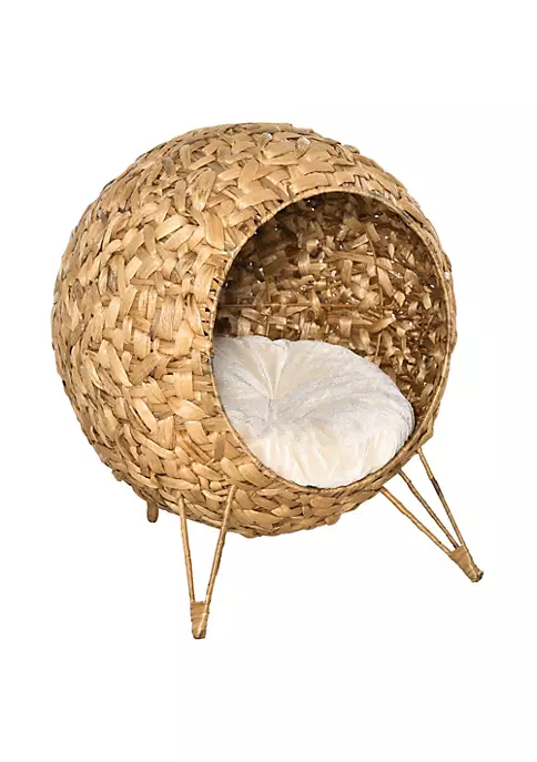 Discount ๐งจ PawHut 20" Natural Rattan Cat House Elevated for Comfort and Circulation Cushion Bed Brown ๐ 7 Discount ๐งจ PawHut 20" Natural Rattan Cat House Elevated for Comfort and Circulation Cushion Bed Brown ๐ - Image 5