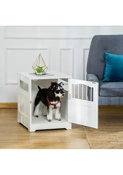 Wholesale 🥰 PawHut Furniture Stylish 🦮 Dog Kennel Wooden and Wire End Table with Lockable Door Miniature Size Pet Crate Indoor Puppy Cage White 😀 -Cheap PawHut Store Belk 1529