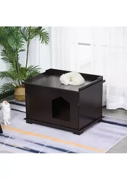 Wholesale 🎉 PawHut Wooden Cat Litter Box Covered Mess Free End Table Hideaway Storage Cabinet Brown 👍 -Cheap PawHut Store Belk 1555