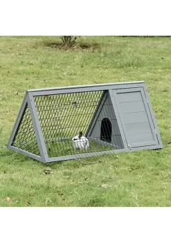 New ✨ PawHut 46" x 24" Wooden A Frame Outdoor Rabbit Cage Small Animal Hutch with Outside Run and Ventilating Wire Grey 👏 -Cheap PawHut Store Belk 1564