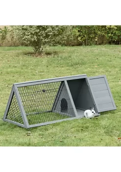 New ✨ PawHut 46" x 24" Wooden A Frame Outdoor Rabbit Cage Small Animal Hutch with Outside Run and Ventilating Wire Grey 👏 -Cheap PawHut Store Belk 1565