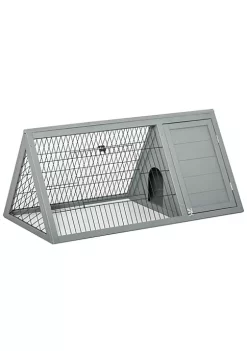 New ✨ PawHut 46" x 24" Wooden A Frame Outdoor Rabbit Cage Small Animal Hutch with Outside Run and Ventilating Wire Grey 👏 -Cheap PawHut Store Belk 1566