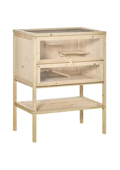 Promo ⌛ PawHut 3 Tier Wooden Hamster Cage Mouse Rats Small Animals Exercise Play House with 5 Platforms Natural ✔️ -Cheap PawHut Store Belk 1581