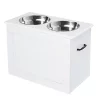 Hot Sale 😉 PawHut Raised Pet Feeding Storage Station with 2 Stainless Steel Bowls Base for Large 🦮 Dogs and Other Large Pets White 👍 -Cheap PawHut Store Belk 1592
