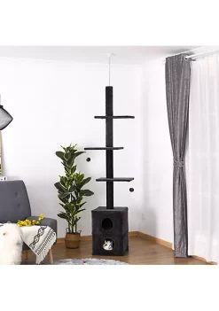 Wholesale ❤️ PawHut Cat Tree Floor to Ceiling Condo w/ Jute Scratching Post Dangling Ball Adjustable 86" H 96" H Grey ✨ -Cheap PawHut Store Belk 1604