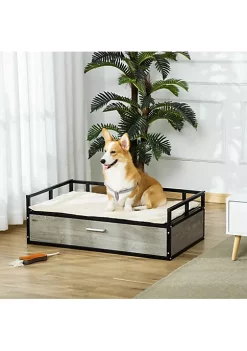 Hot Sale 🤩 PawHut Elevated 🦮 Dog Bed Furniture Style Pet Sofa Couch Soft Modern Puppy Lounger with Storage Drawer Cushion for Medium sized Animals Grey 💯 -Cheap PawHut Store Belk 1612