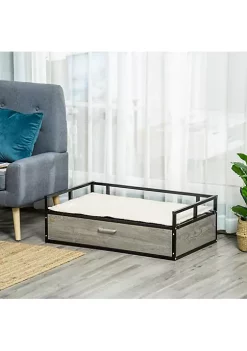 Hot Sale 🤩 PawHut Elevated 🦮 Dog Bed Furniture Style Pet Sofa Couch Soft Modern Puppy Lounger with Storage Drawer Cushion for Medium sized Animals Grey 💯 -Cheap PawHut Store Belk 1613