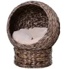 Buy 🧨 PawHut Cat Braided Water Hyacinth House Enclosure Designed for Indoors and Includes Super Soft Cotton Bed 23" H Dark Brown 🔔 -Cheap PawHut Store Belk 1625