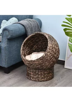 Buy 🧨 PawHut Cat Braided Water Hyacinth House Enclosure Designed for Indoors and Includes Super Soft Cotton Bed 23" H Dark Brown 🔔 -Cheap PawHut Store Belk 1628