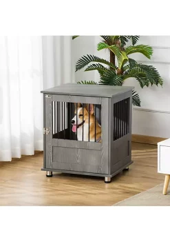 Best Sale 💯 PawHut Furniture 🦮 Dog Kennel Wooden End Table Small Pet Crate with Magnetic Door Indoor Crate Animal Cage Grey 🥰 -Cheap PawHut Store Belk 1637