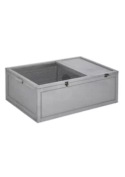 Budget ❤️ PawHut 37” Wooden Tortoise House Turtle Terrarium/ Small Reptile Enclosure with Two Room Design Grey 🌟