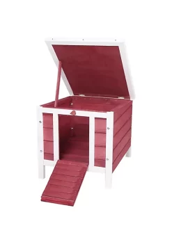 Cheap ⭐ PawHut Small Wooden Rabbit Hutch Guinea Pig House 🐕 Dog Cage with Openable and Waterproof Roof Red 🥰